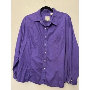 Roper Plus Size Purple Pearl Snap Long Sleeved Shirt Size 2X